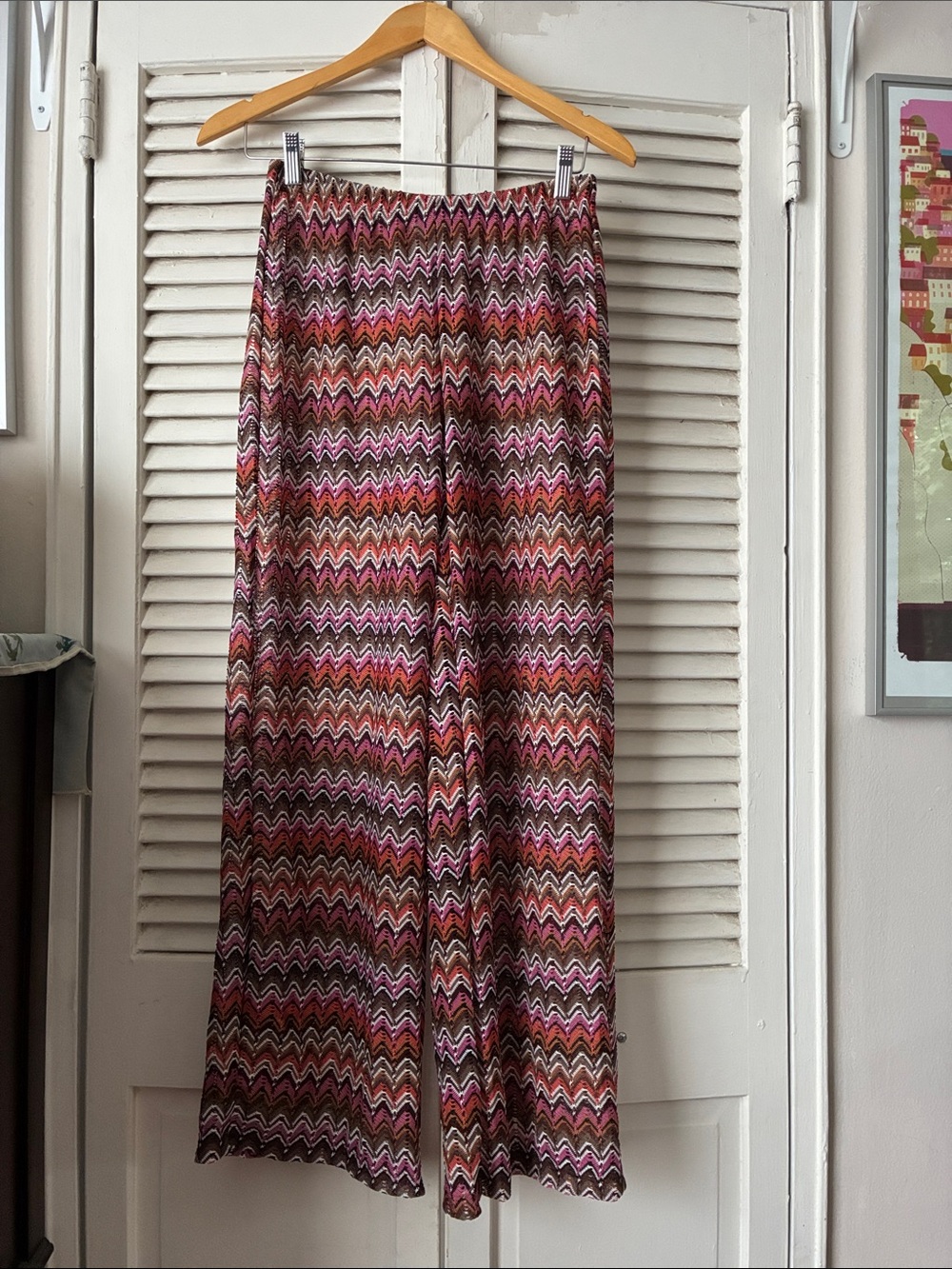 Multicolor Zigzag Wide-Leg Swim Coverup